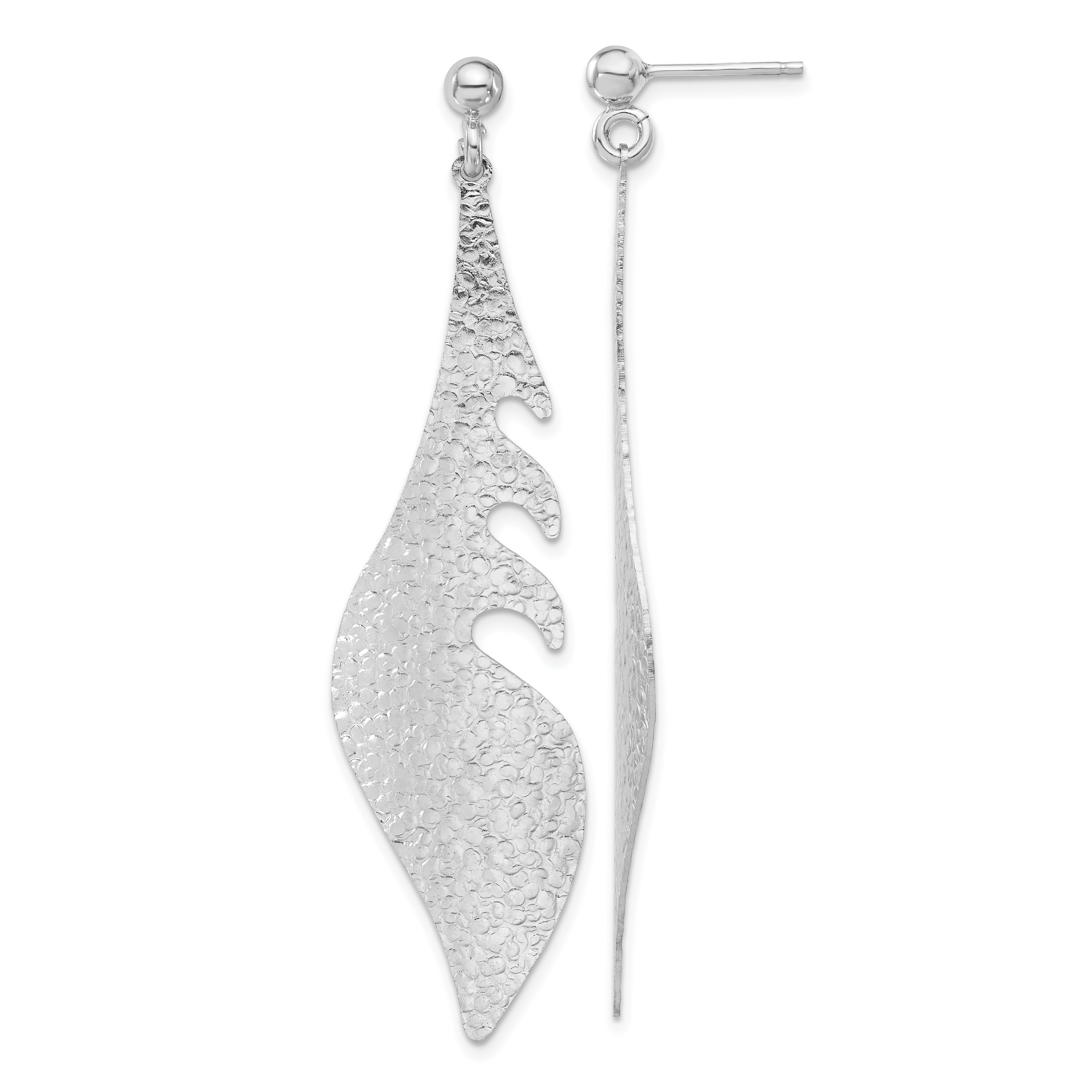 Sterling Silver Polished and Textured Post Dangle Earrings