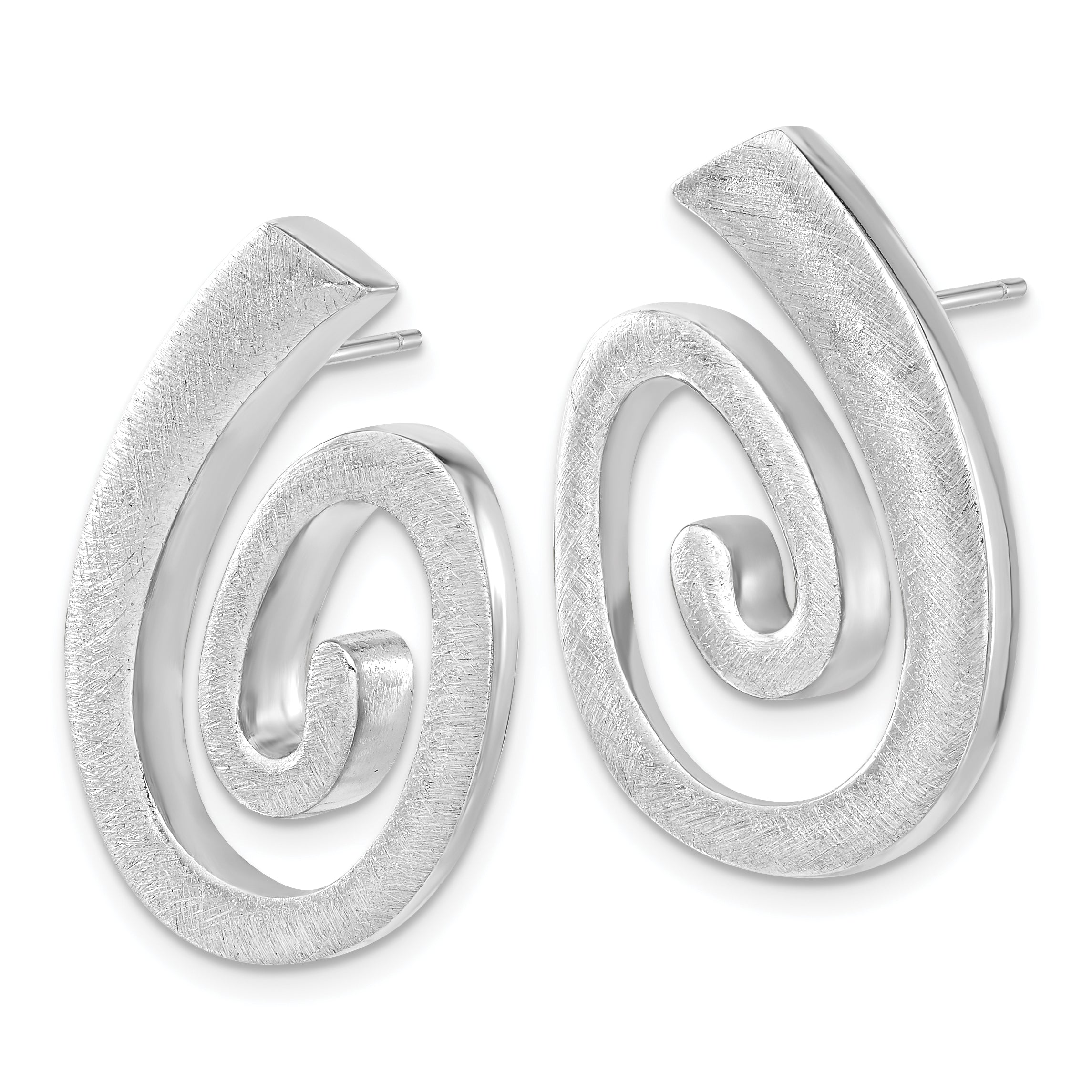 925 Sterling Silver Swirl Dangle Earrings with Brushed Finish