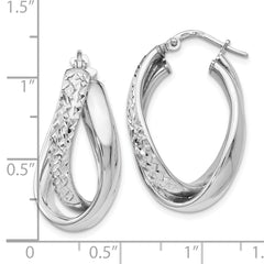 Sophia Jewelers Sterling Silver 925 Textured Polished Hoop Earrings