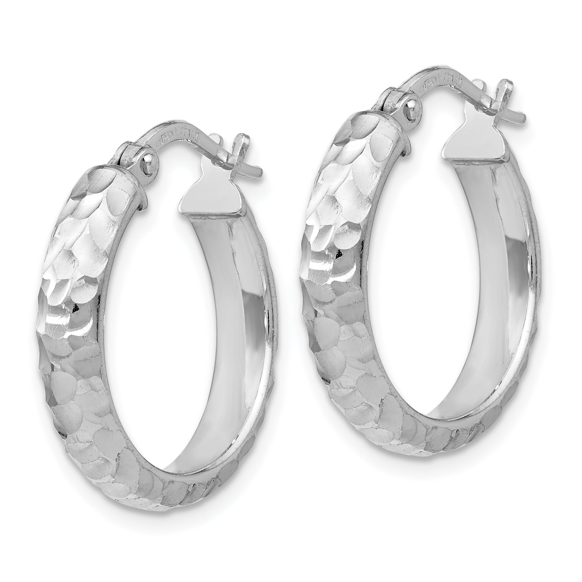 SS Radiant Essence Rhodium-plated Hinged Hoop Earrings