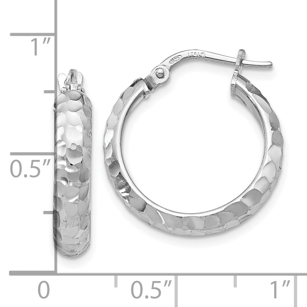 SS Radiant Essence Rhodium-plated Hinged Hoop Earrings