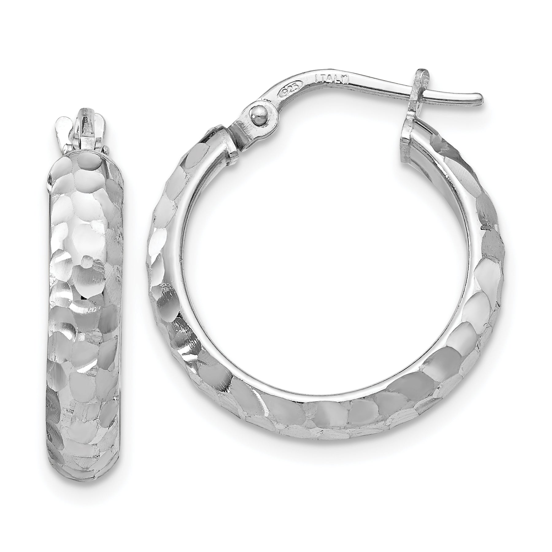 SS Radiant Essence Rhodium-plated Hinged Hoop Earrings