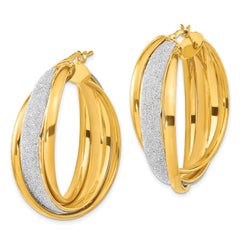 Sterling Silver Gold-plated Glitter Infused Round Hoop Earrings