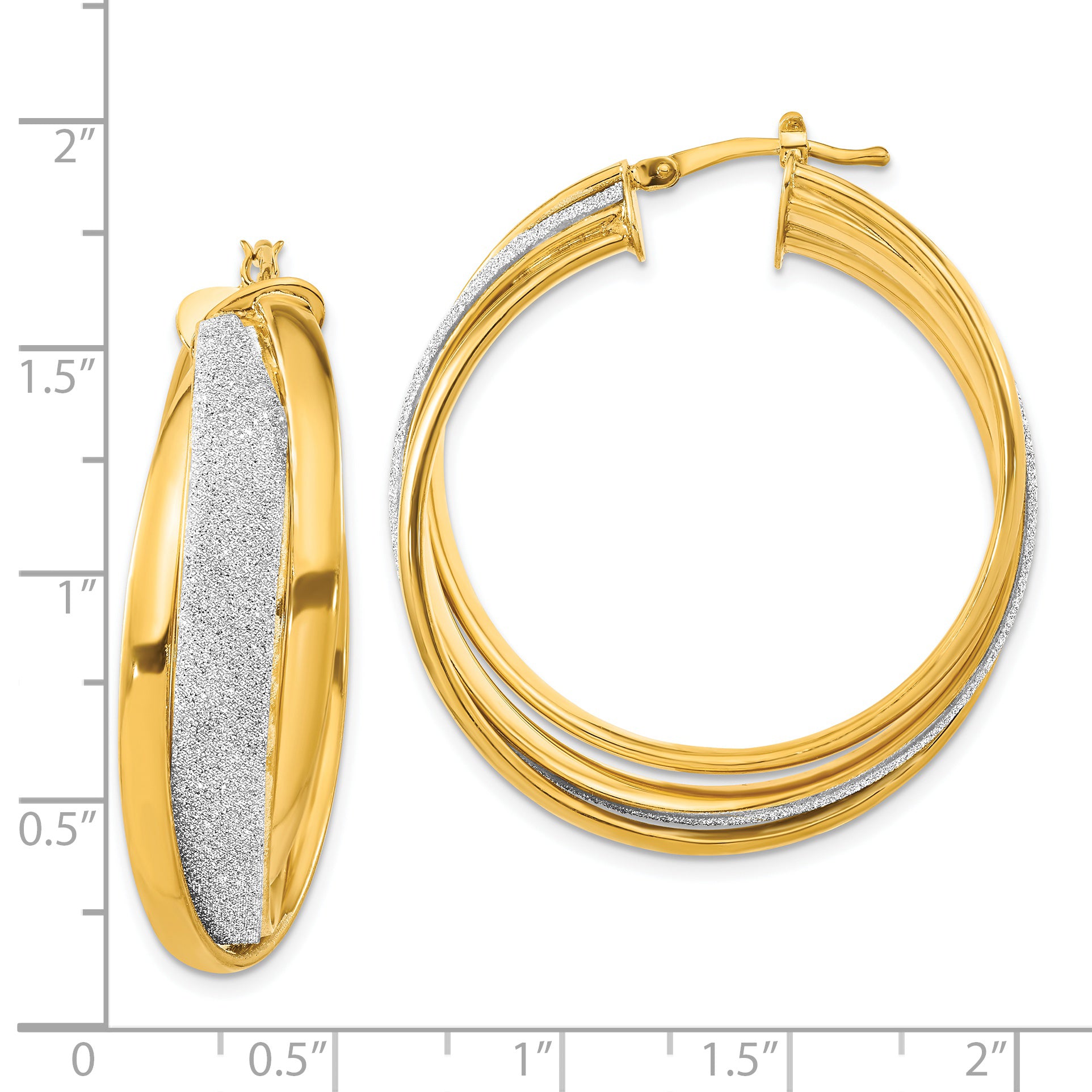 Sterling Silver Gold-plated Glitter Infused Round Hoop Earrings