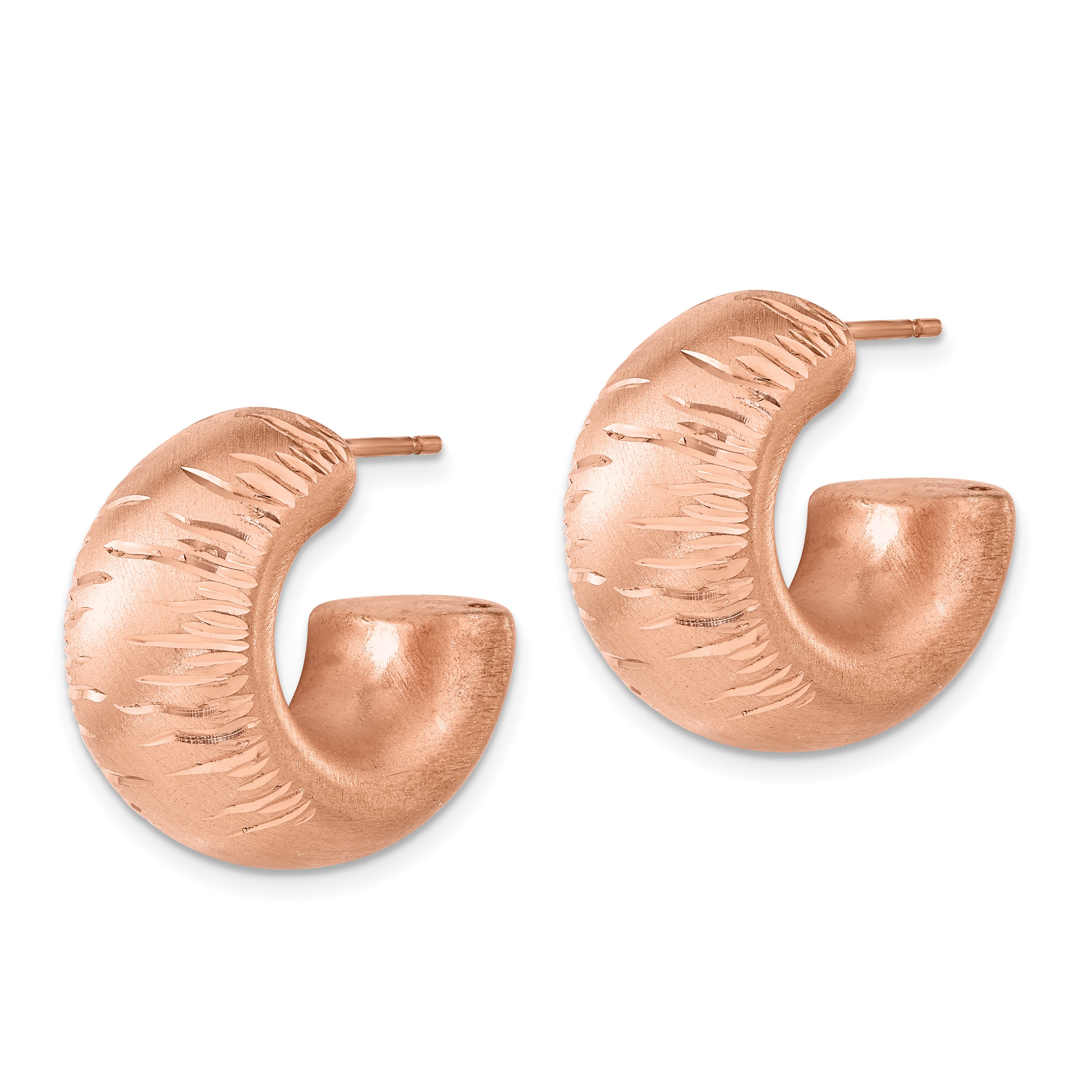 Sterling Silver Rose Gold-Plated Hoop Earrings with Diamond-Cut Polished Finish