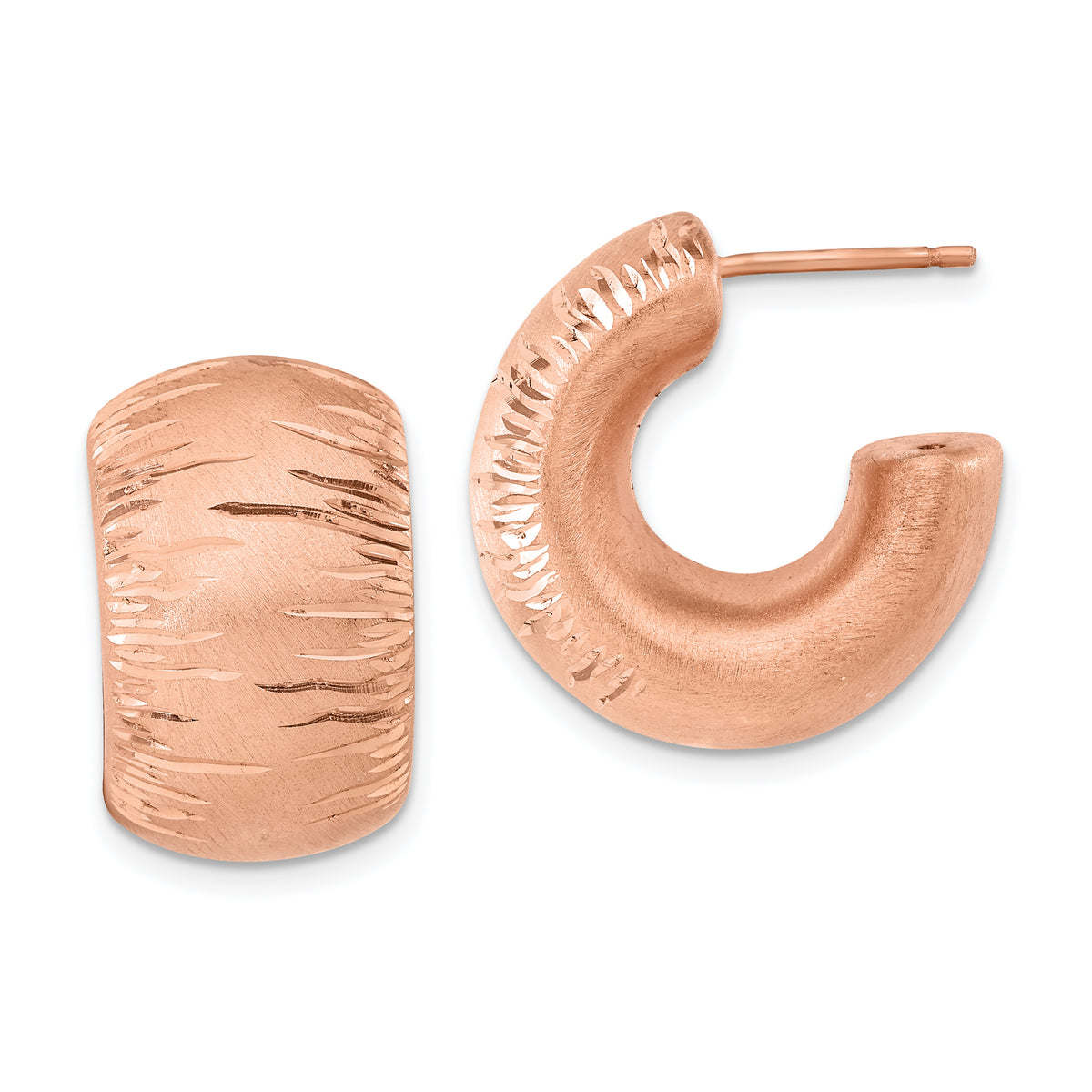 Sterling Silver & Rose Gold-plated Satin & D/C Post Hoop Earrings