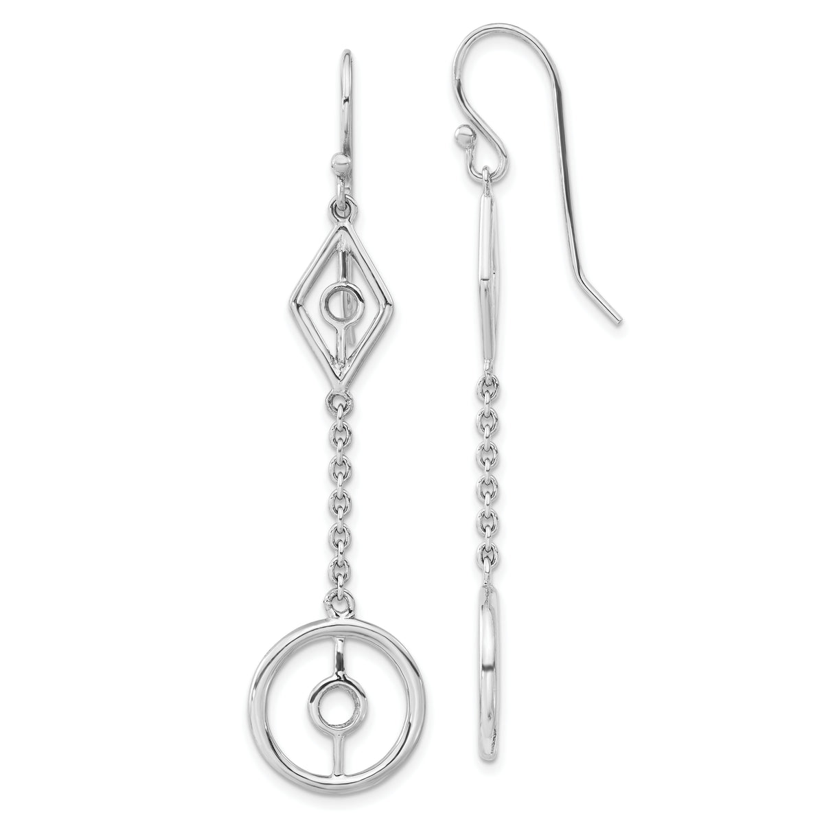 Sterling Silver Polished Geometric Dangle Earrings