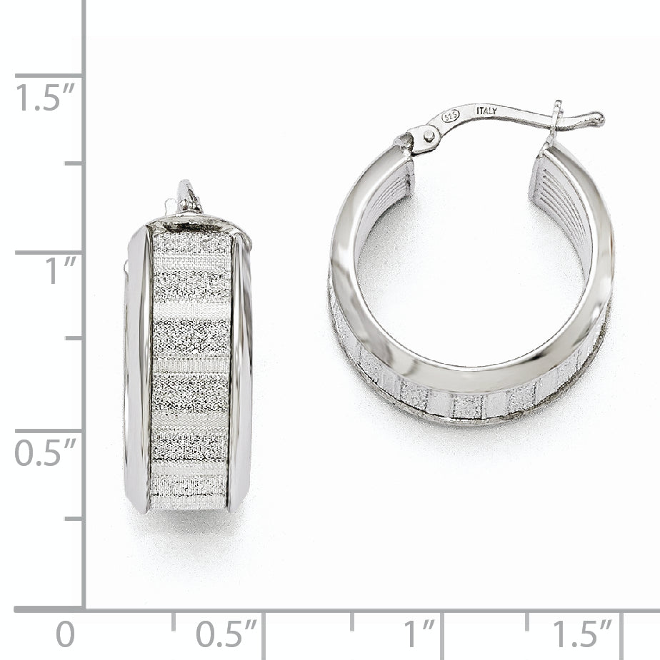 Sterling Silver Polished Glimmer Infused Hoop Earrings