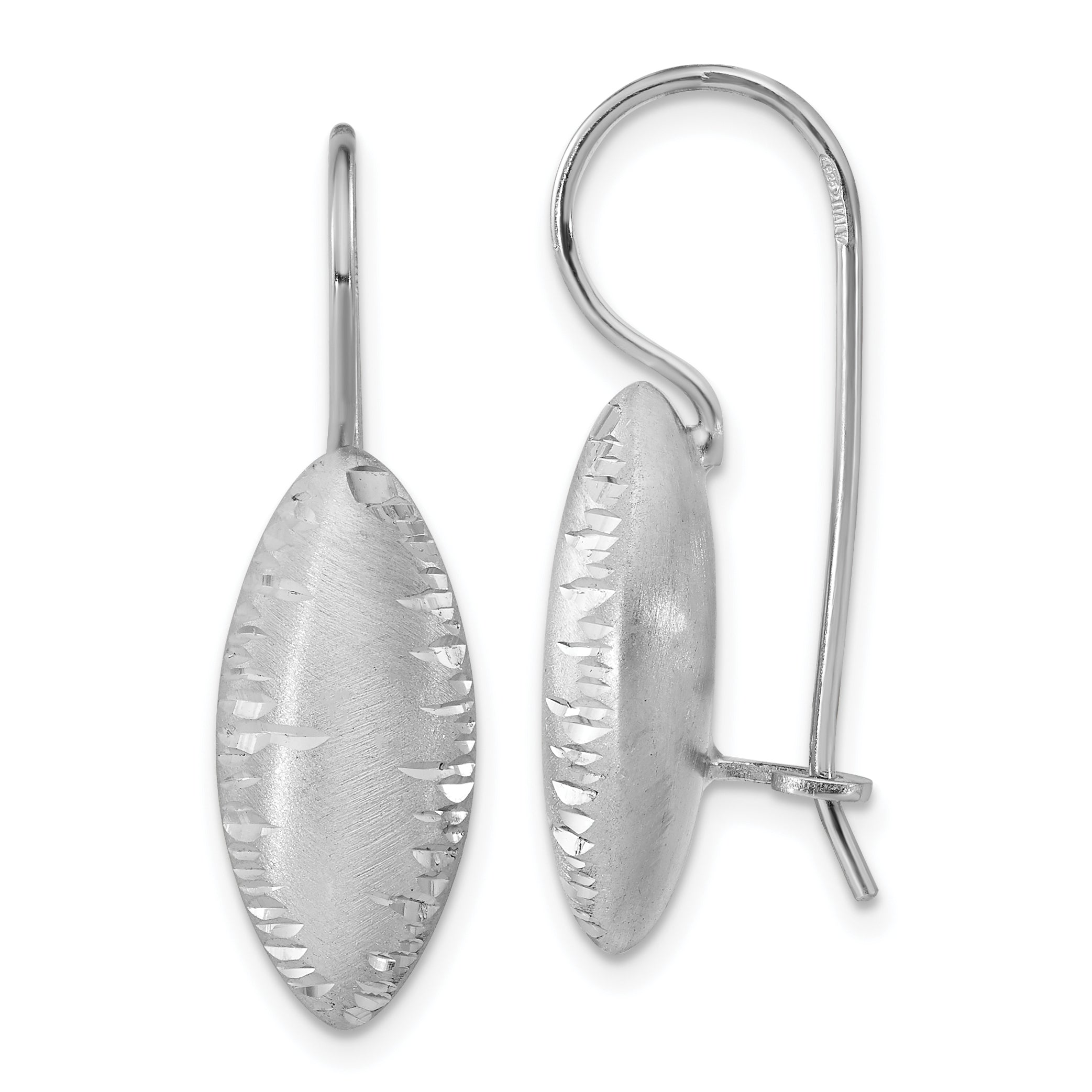 Sterling Silver Rhodium-plated Satin & Diamond-cut Dangle Earrings