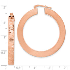 Sterling Silver Rose Gold-plated Brushed & D/C Hoop Earrings