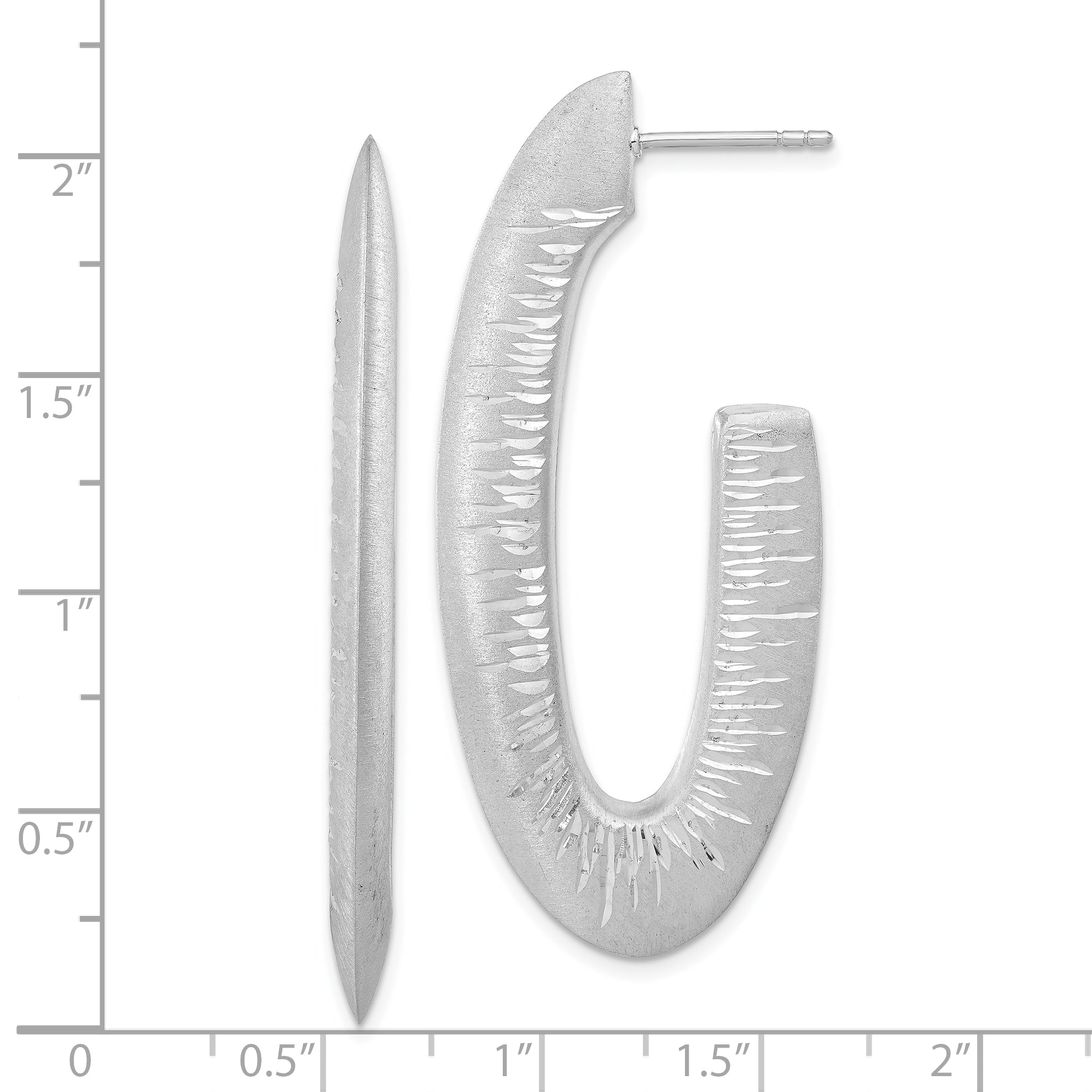 Sterling Silver Rhodium-plated D/C Oval Post Hoop Earrings