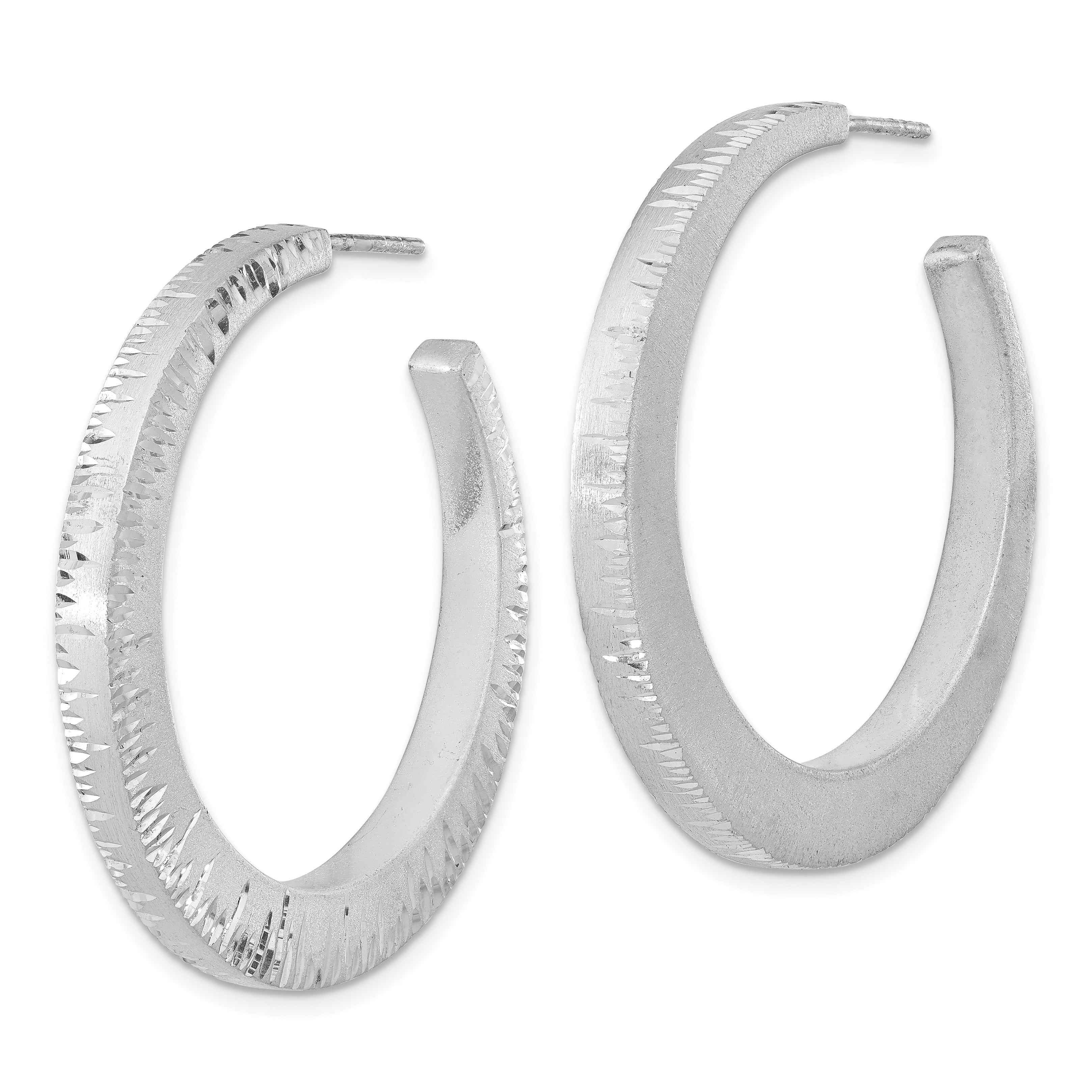 Sterling Silver Ruthenium-plated D/C Round Hoop Earrings