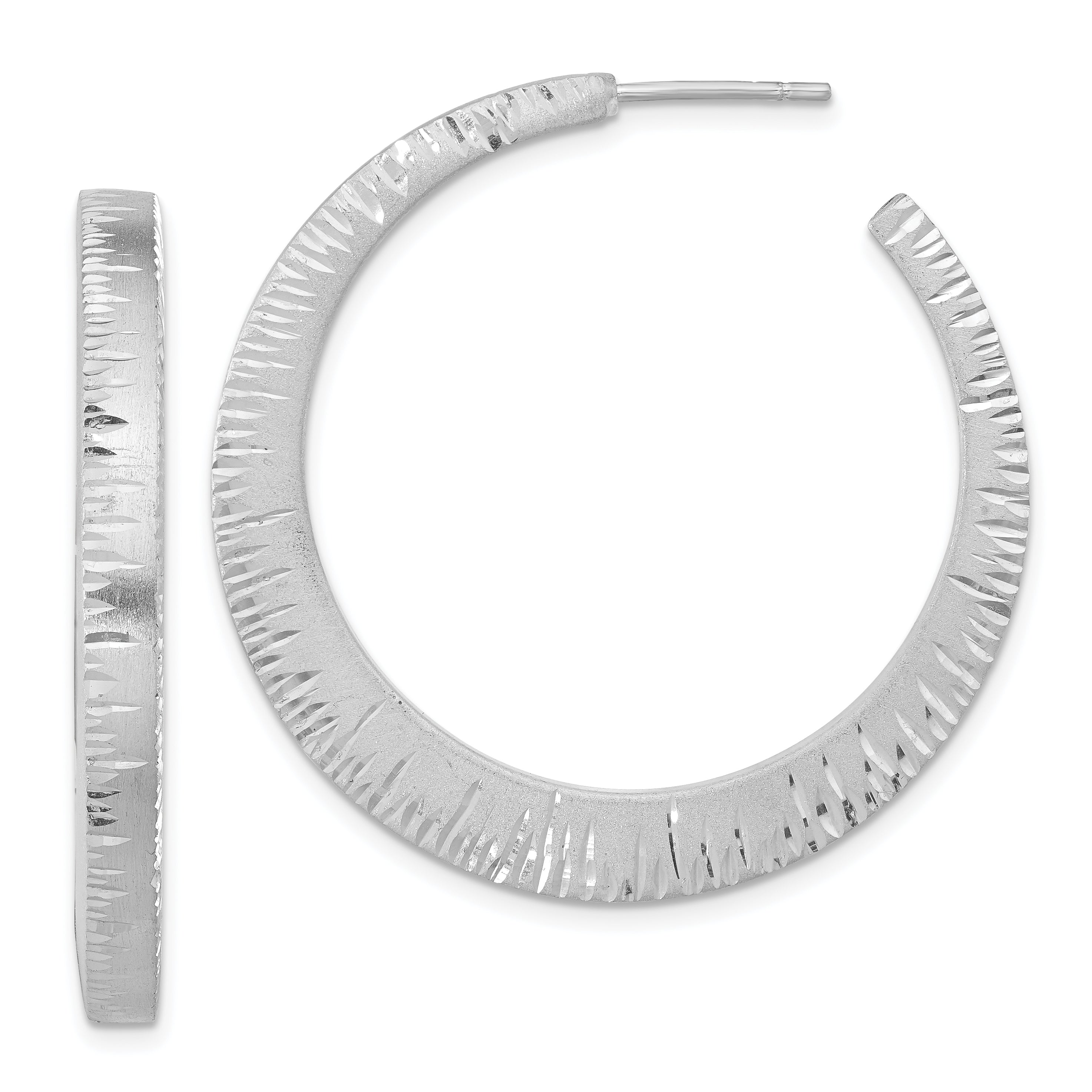 Sterling Silver Ruthenium-plated D/C Round Hoop Earrings