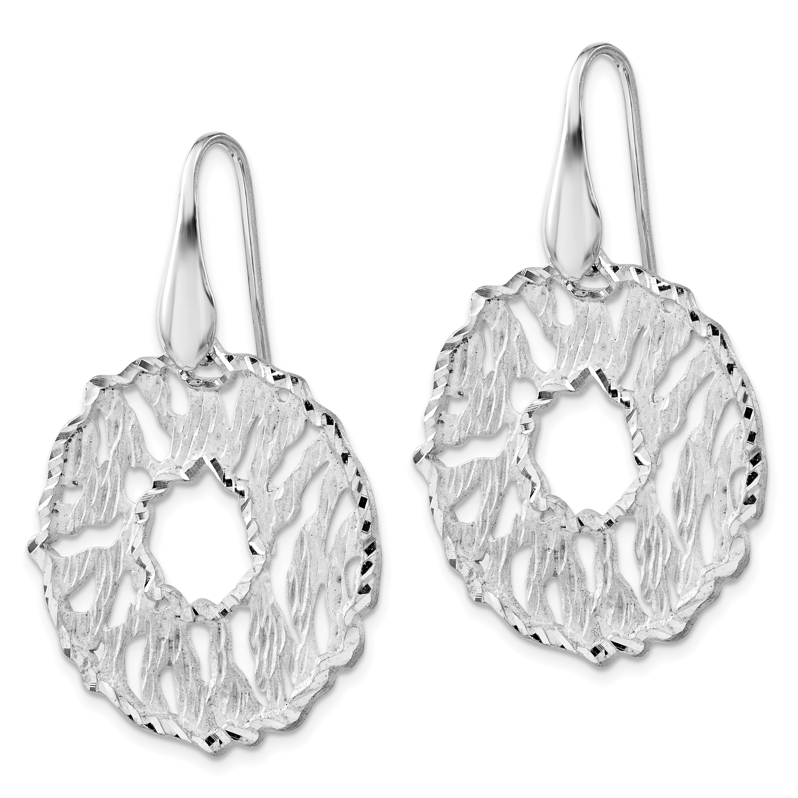 Sterling Silver Matte & Diamond-cut Dangle Earrings