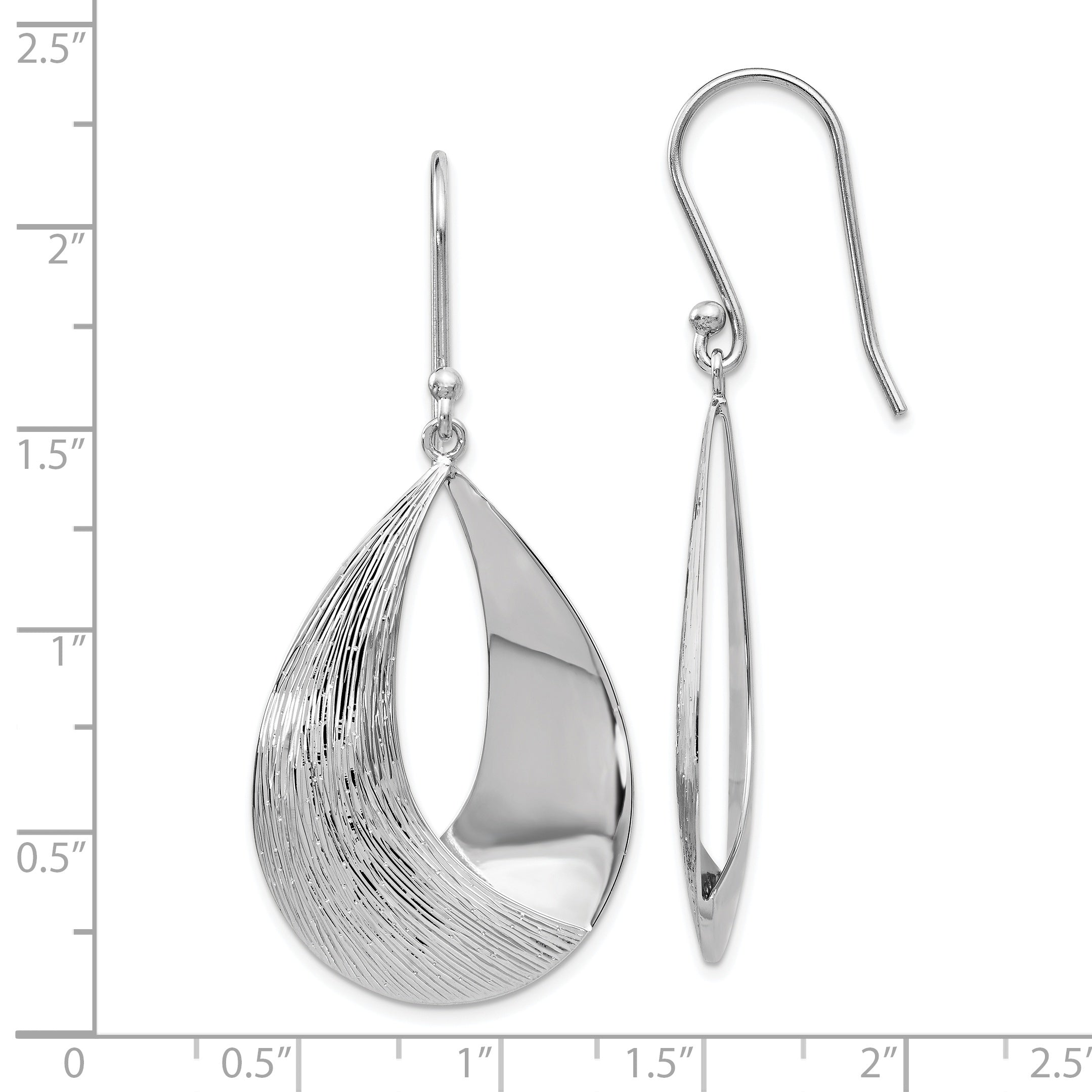 Sophia Jewelers Sterling Silver Textured Dangle Earrings with Polished Rhodium Finish