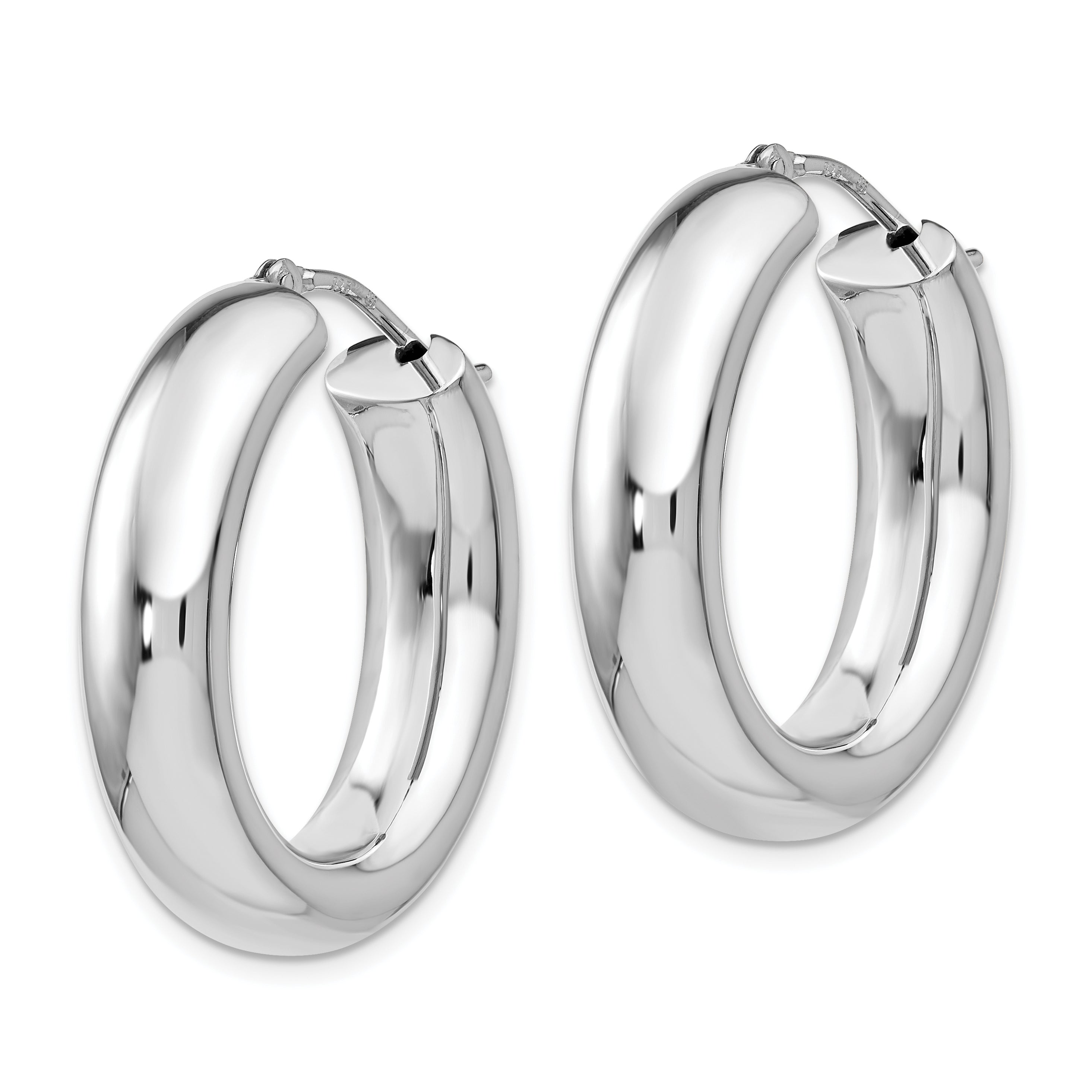 Sophia Jewelers Sterling Silver Oval Hoop Earrings with Polished Rhodium Finish