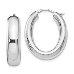 Sterling Silver Polished Oval Hoop Earrings