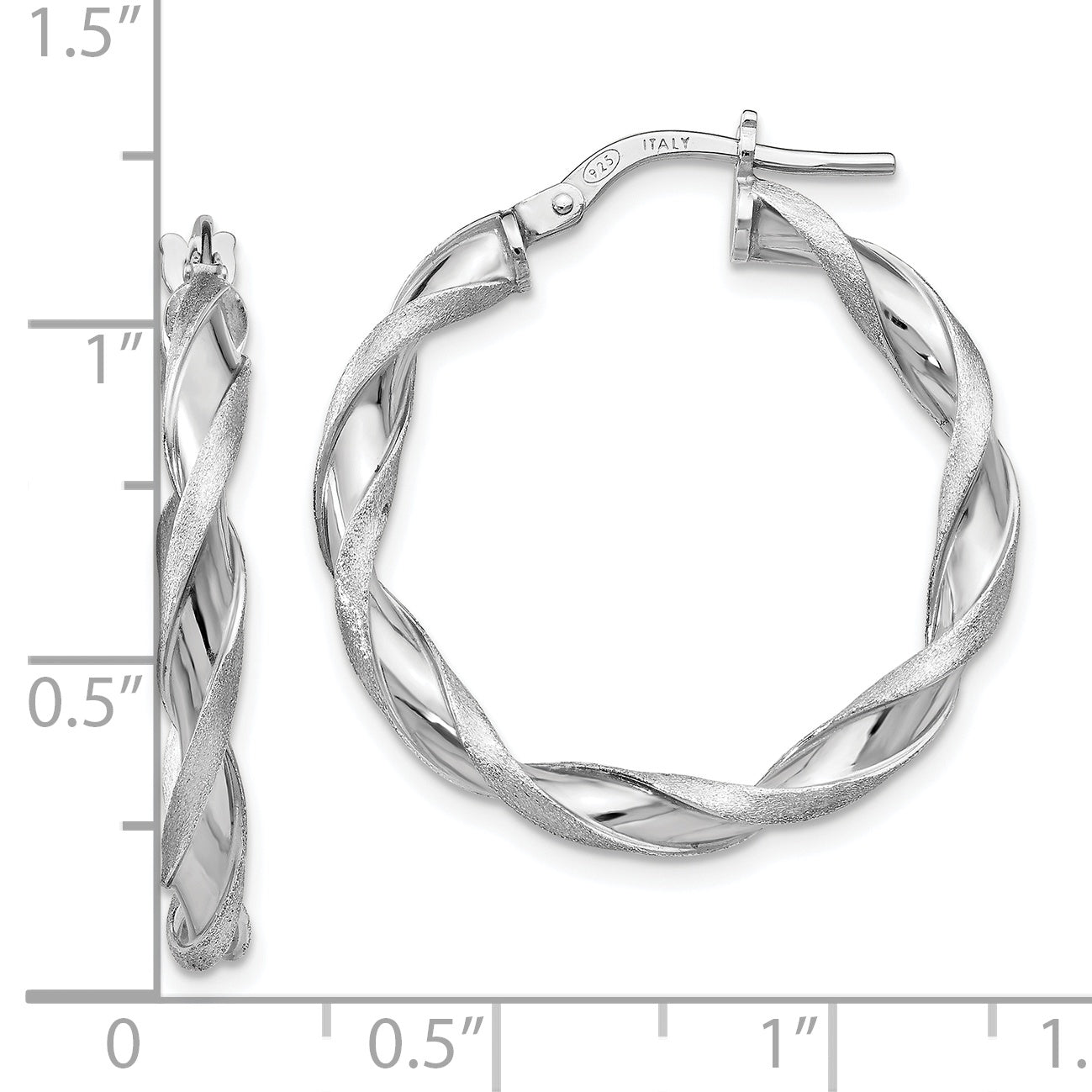 Sterling Silver 925 Twisted Hoop Earrings with Polished & Satin Finish