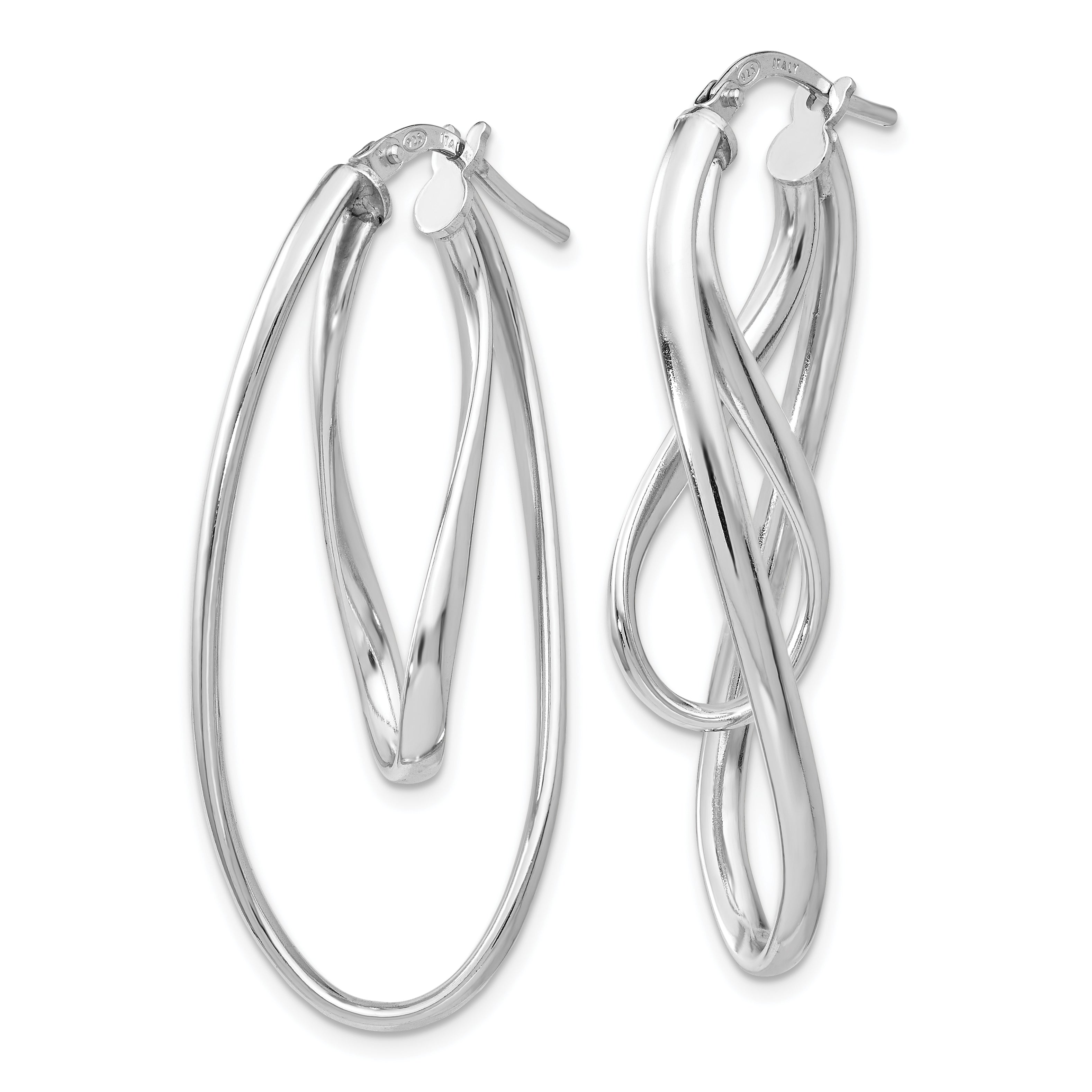 Sophia Jewelers Sterling Silver Rhodium-Plated Twisted Hoop Earrings Elegant Design