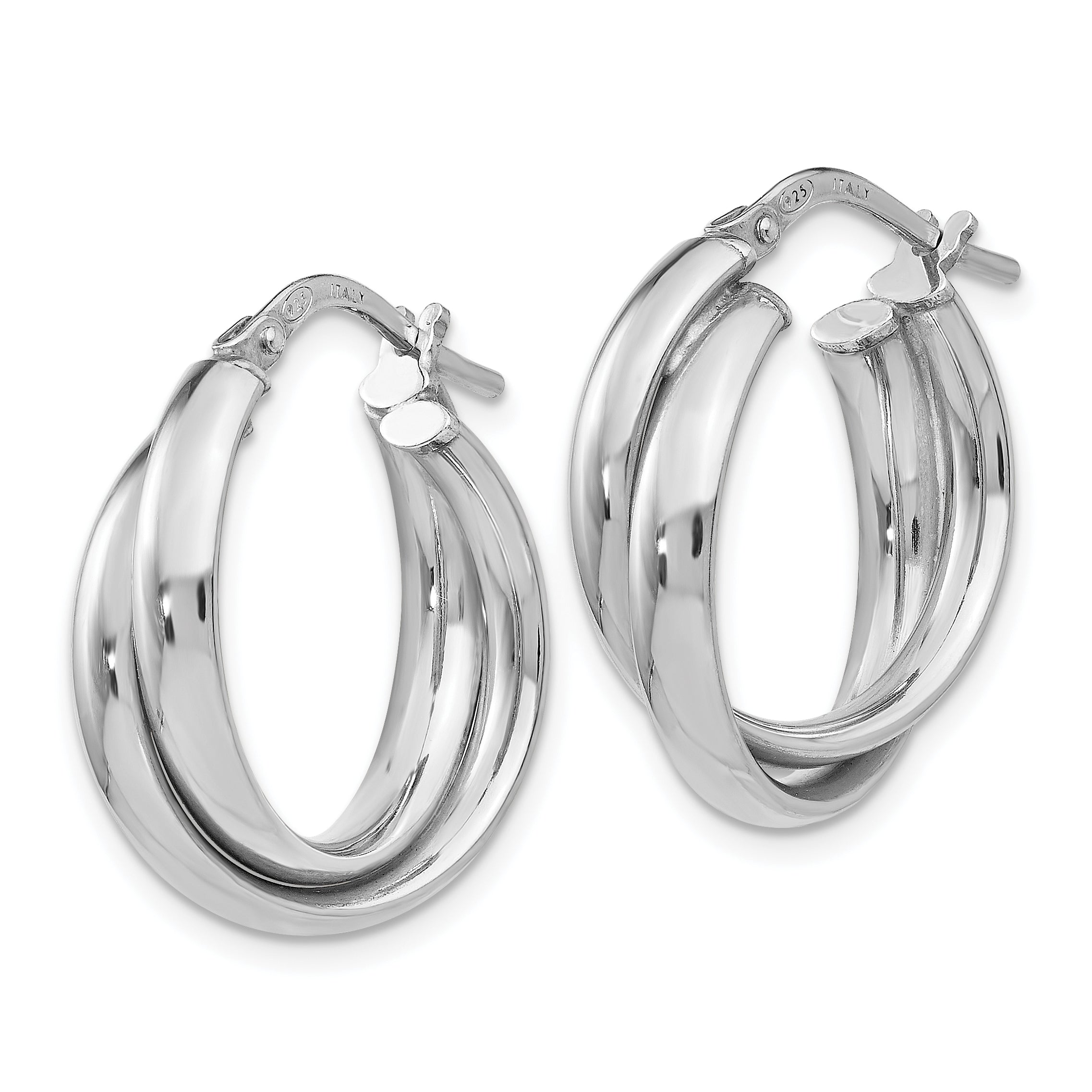 Sophia Jewelers 925 Sterling Silver Polished Twisted Hoop Earrings