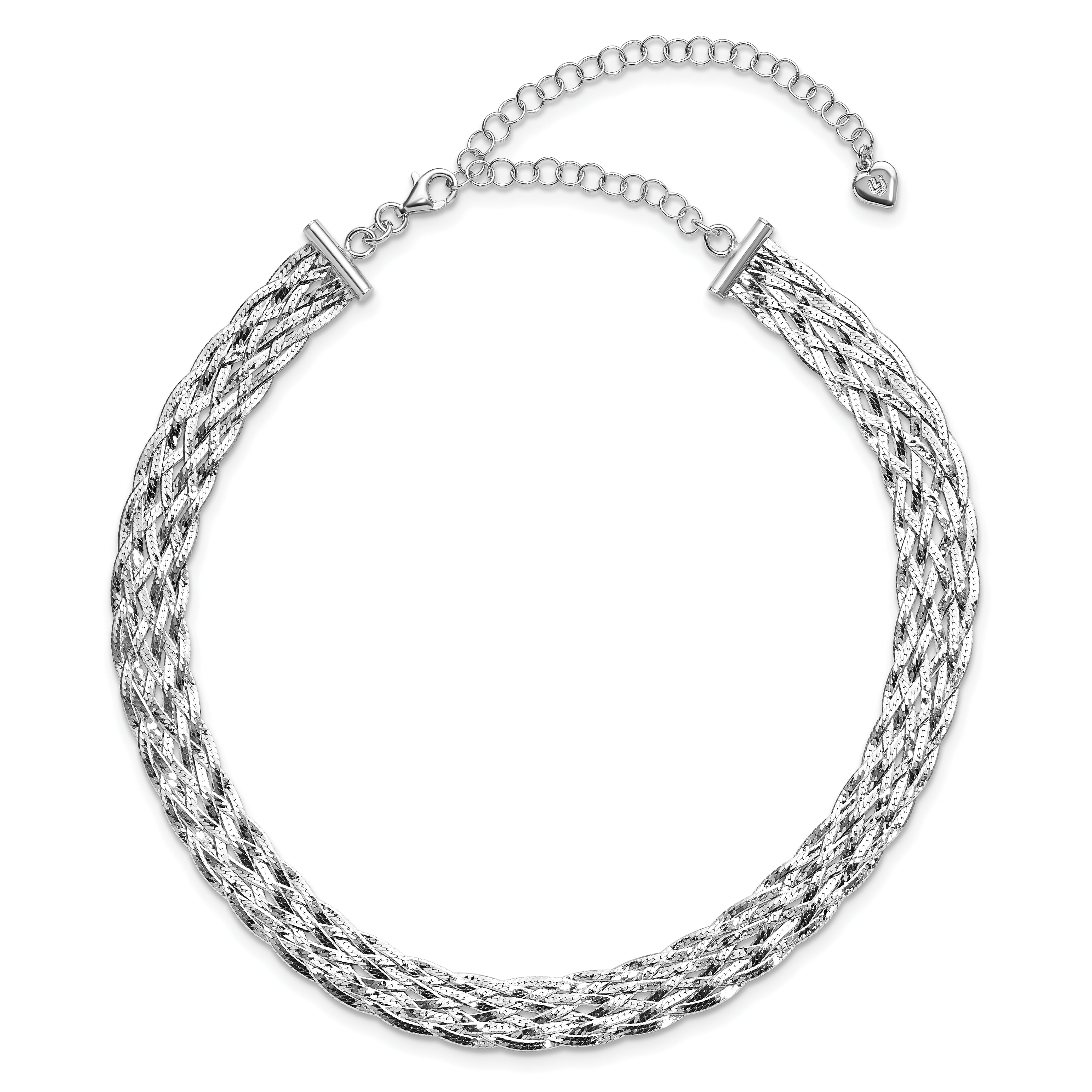 Sterling Silver RH-plate Polished w/4 in ext. Choker Necklace