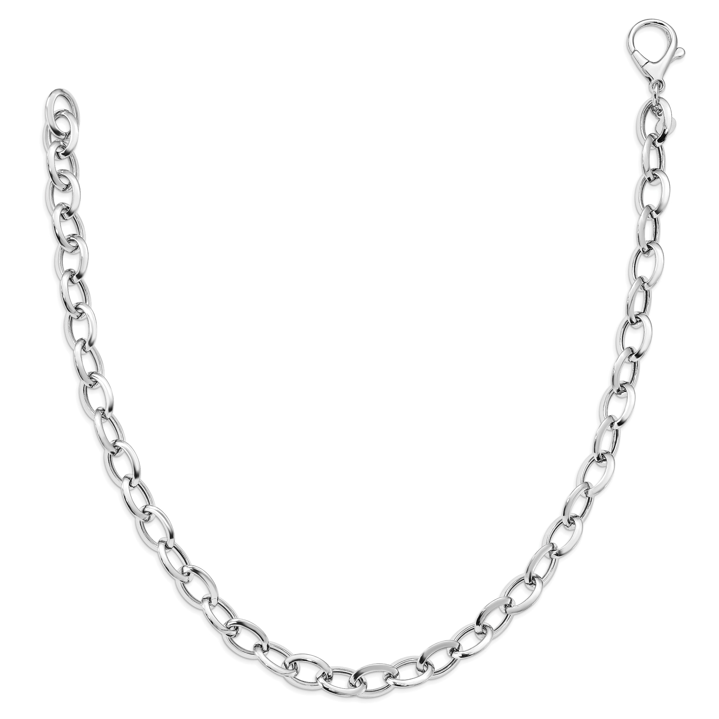 Sterling Silver Rhodium-plated Polished Fancy Link Necklace