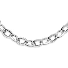 Sterling Silver Rhodium-plated Polished Fancy Link Necklace