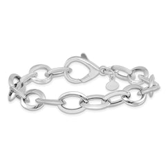 Sterling Silver Rhodium-plated Polished Fancy Link Bracelet