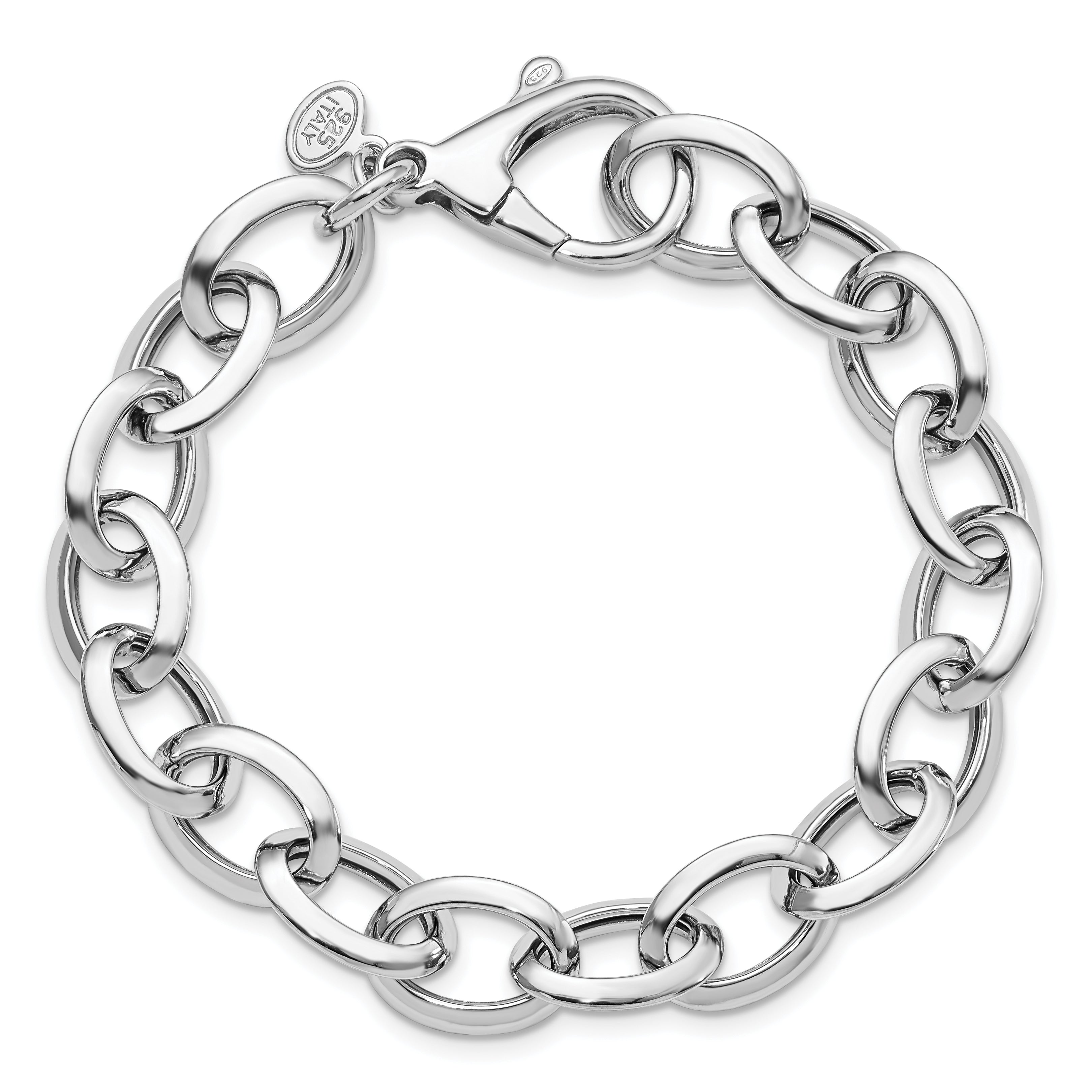 Sterling Silver Rhodium-plated Polished Fancy Link Bracelet