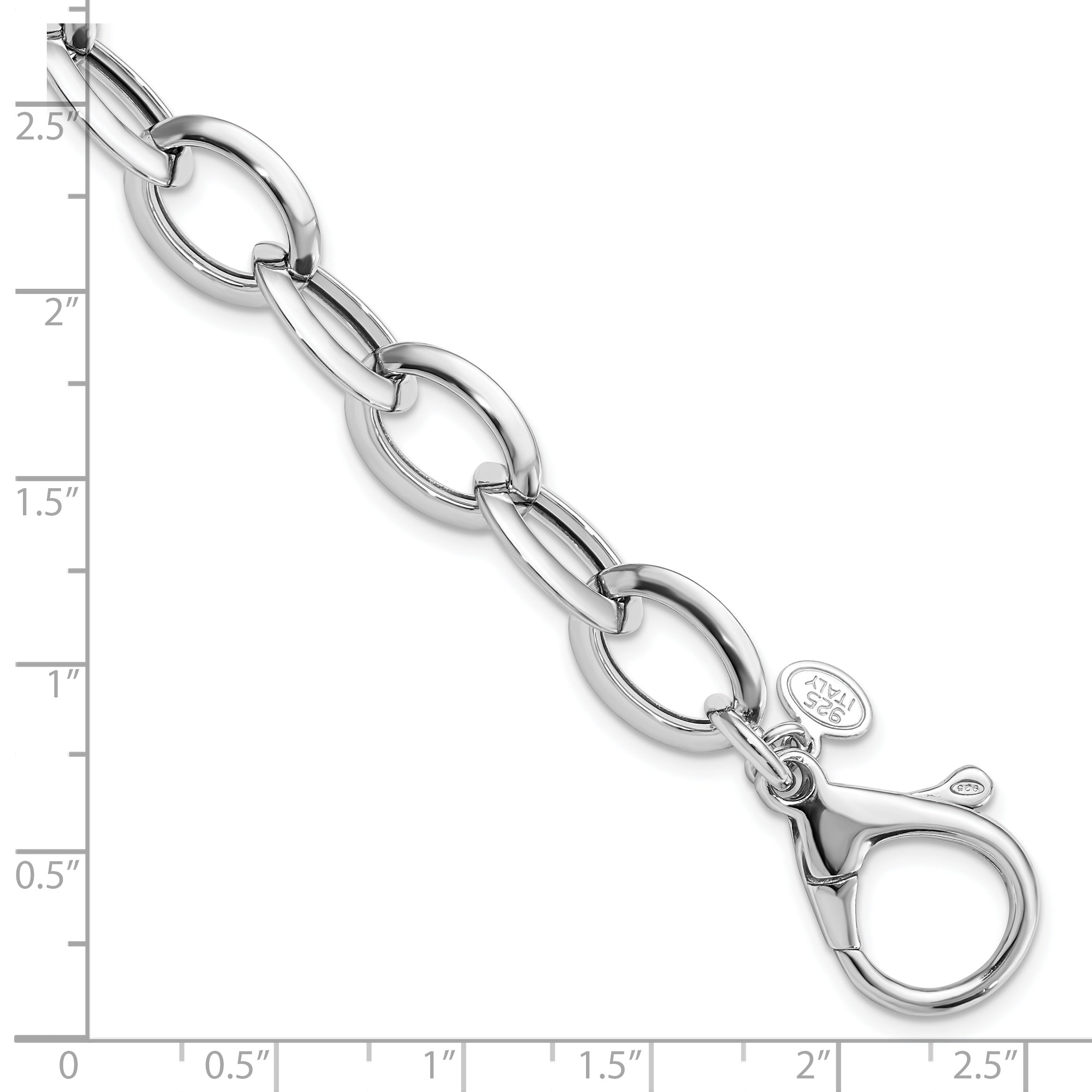 Sterling Silver Rhodium-plated Polished Fancy Link Bracelet