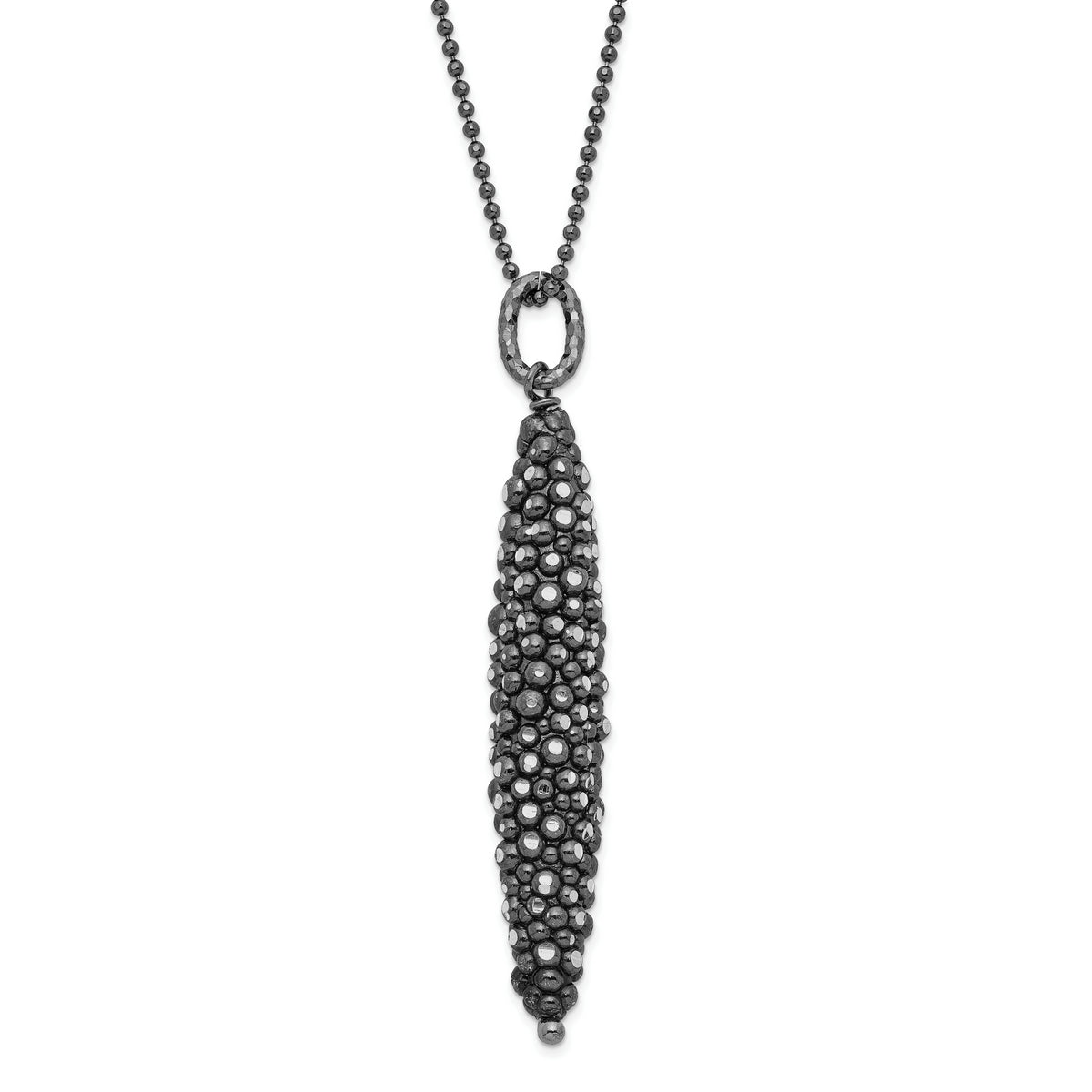 SS and Ruthenium Plated Textured w/ 2in ext. Necklace