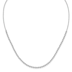 Sterling Silver Rh-plated Polish/Dia-Cut Beaded Necklace