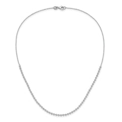 Sterling Silver Rh-plated Polish/Dia-Cut Beaded Necklace