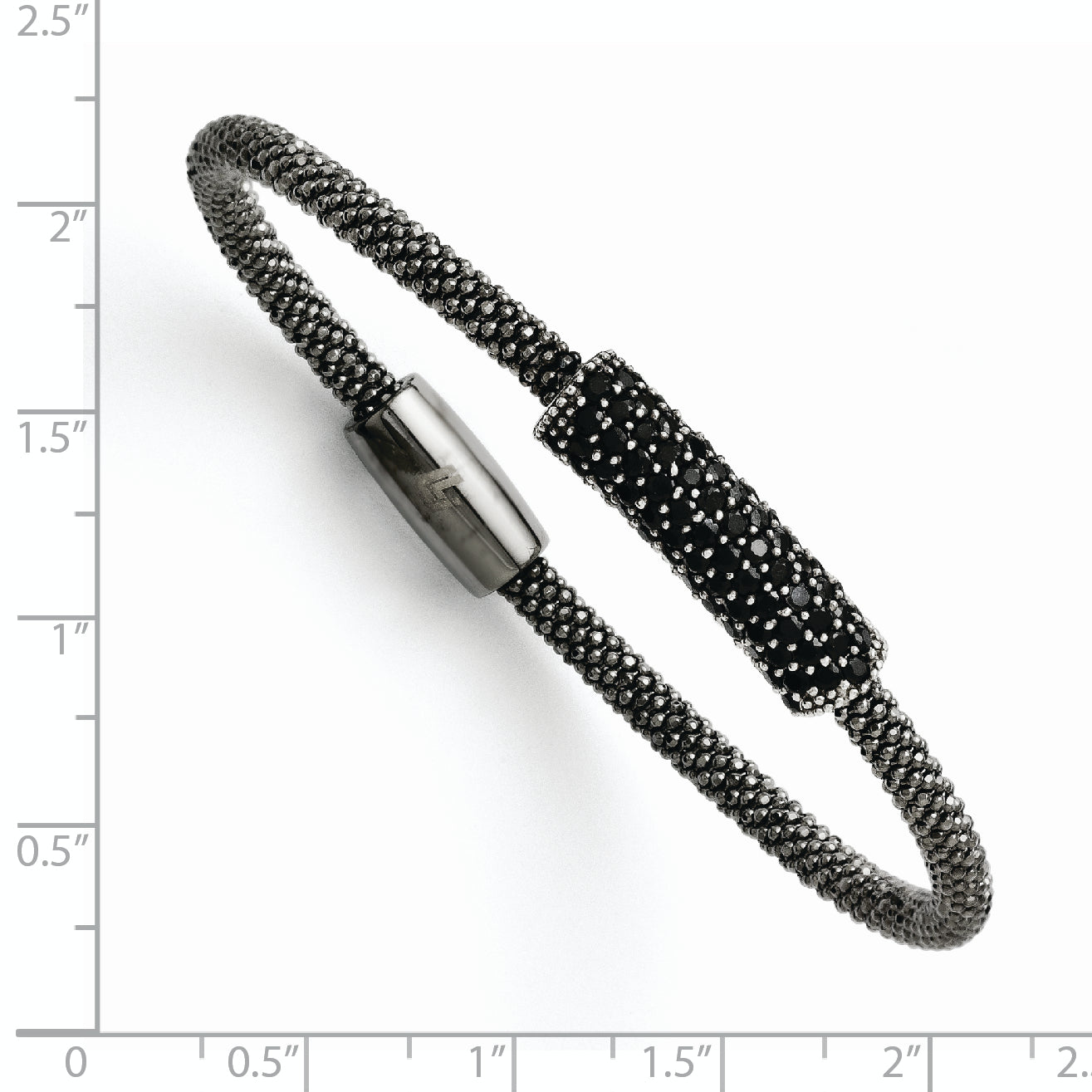 SS & Ruthenium Plated Black CZ w/ Magnetic Clasp Bracelet