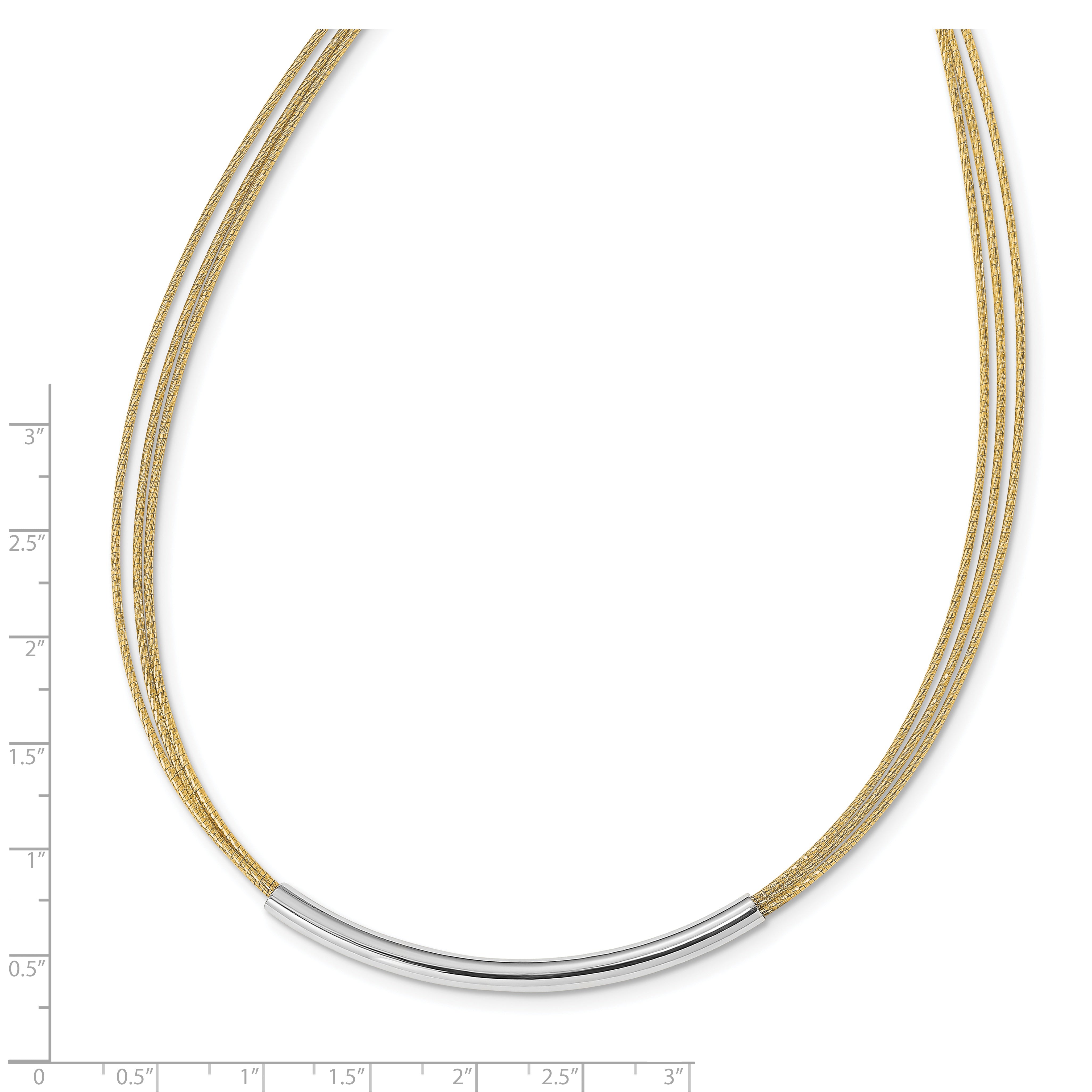 Sterling Silver Gold-plated Rho-plated Bar w/ 2in Necklace