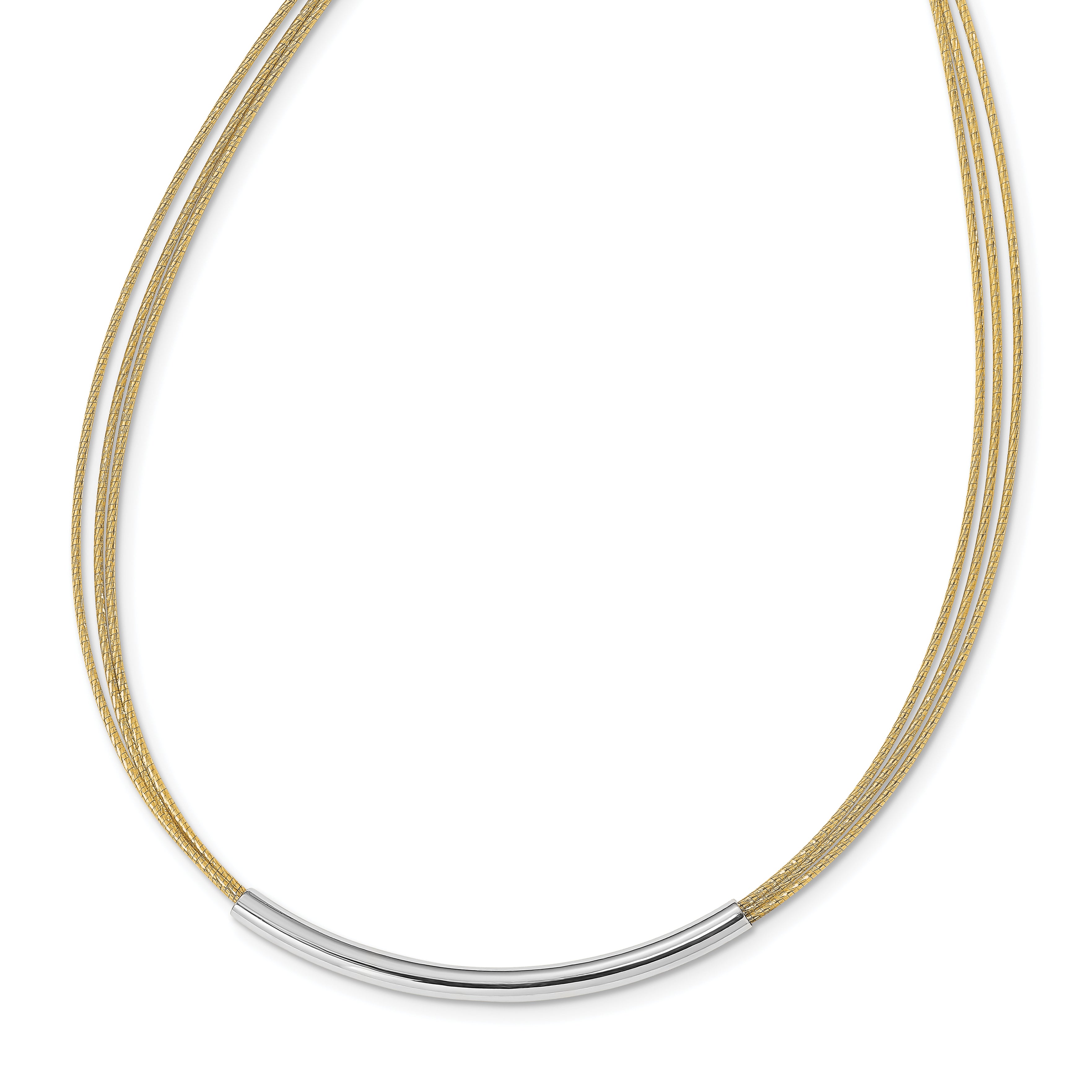 Sterling Silver Gold-plated Rho-plated Bar w/ 2in Necklace