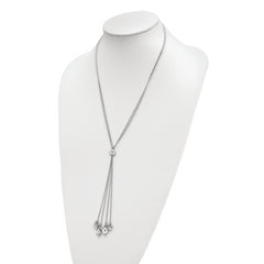 Sterling Silver Rhodium-plated Beaded Adjustable Necklace