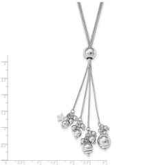 Sterling Silver Rhodium-plated Beaded Adjustable Necklace