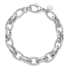 Sterling Silver Rhodium-plated D/C Polished w/ .5in ext. Bracelet