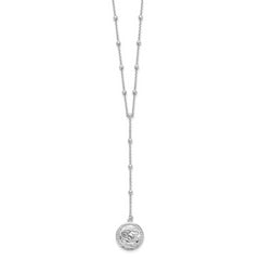 Sterling Silver Rhod-plated Roman Coin Y-drop w/in ext. Necklace