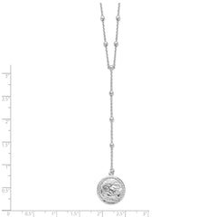 Sterling Silver Rhod-plated Roman Coin Y-drop w/in ext. Necklace