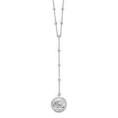 Sterling Silver Rhod-plated Roman Coin Y-drop w/in ext. Necklace