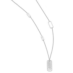 Sterling Silver Rhodium-plated Polished & Brushed Necklace