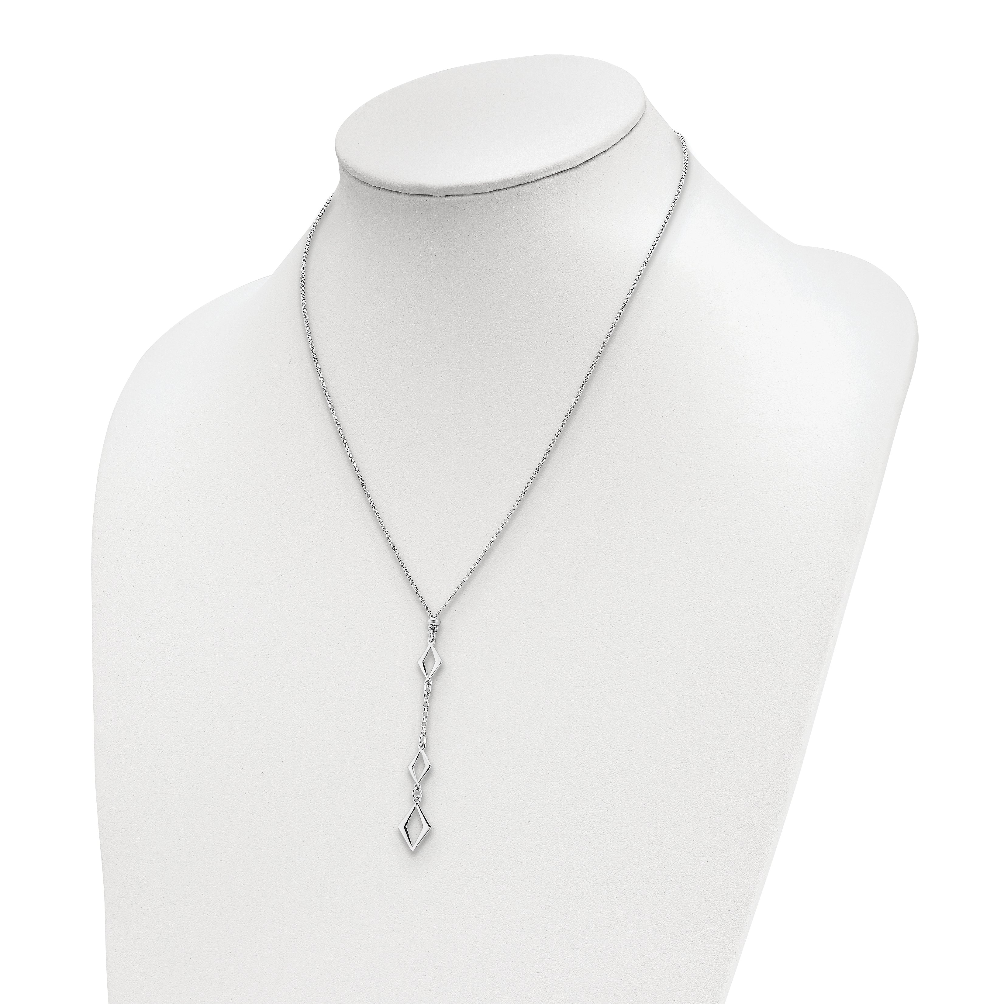 Sterling Silver Rhodium-plated Adj. w/ 1.5in ext. Necklace