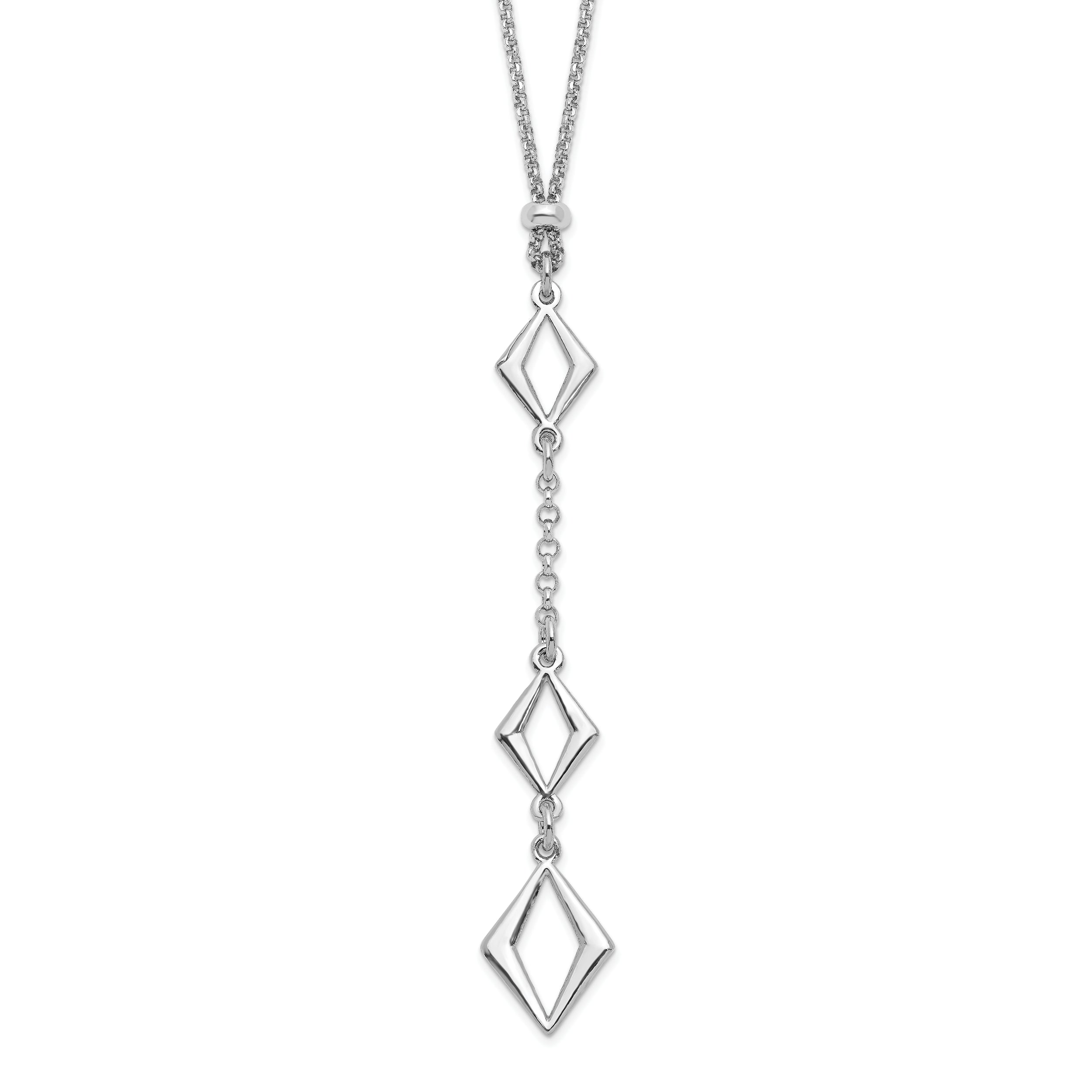 Sterling Silver Rhodium-plated Adj. w/ 1.5in ext. Necklace