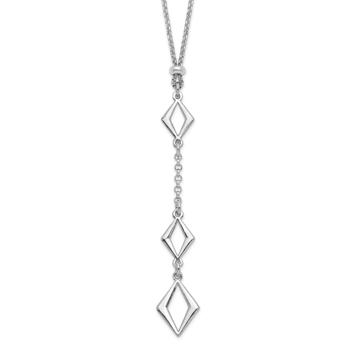 Sterling Silver Rhodium-plated Adj. w/ 1.5in ext. Necklace