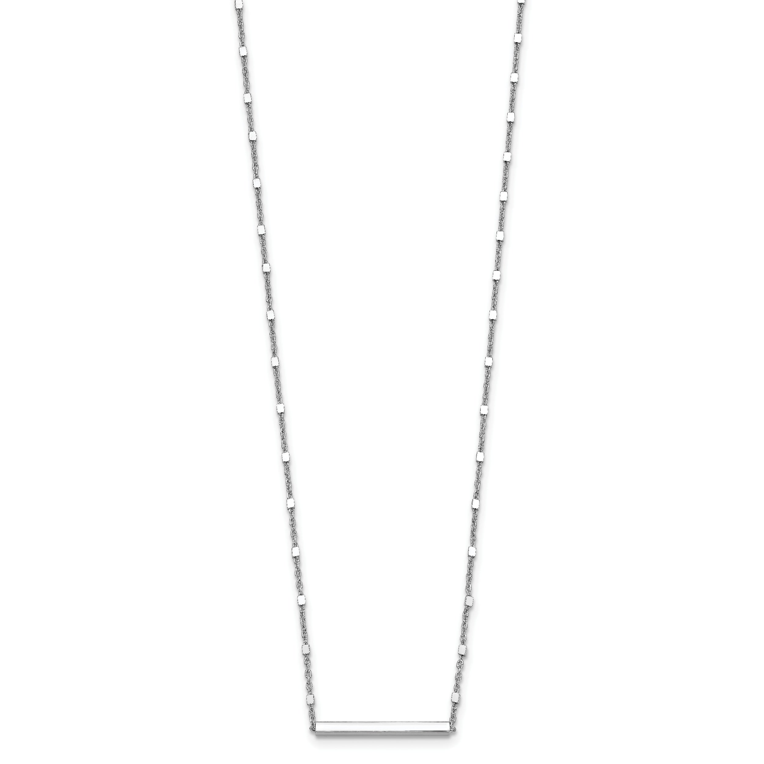 Sterling Silver Rhodium-plated Polished w/ 1.25in ext. Necklace