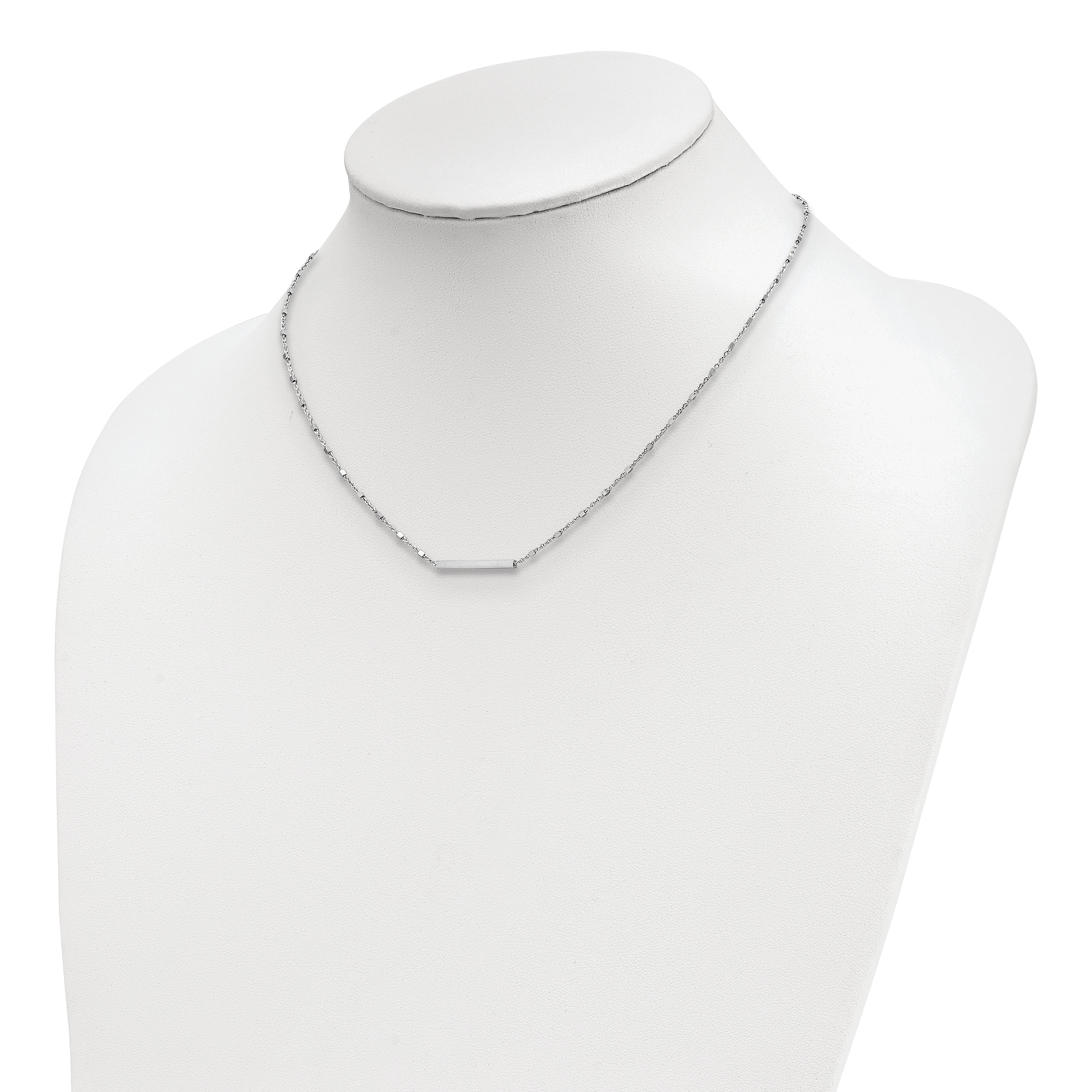 Sterling Silver Rhodium-plated Polished w/ 1.25in ext. Necklace