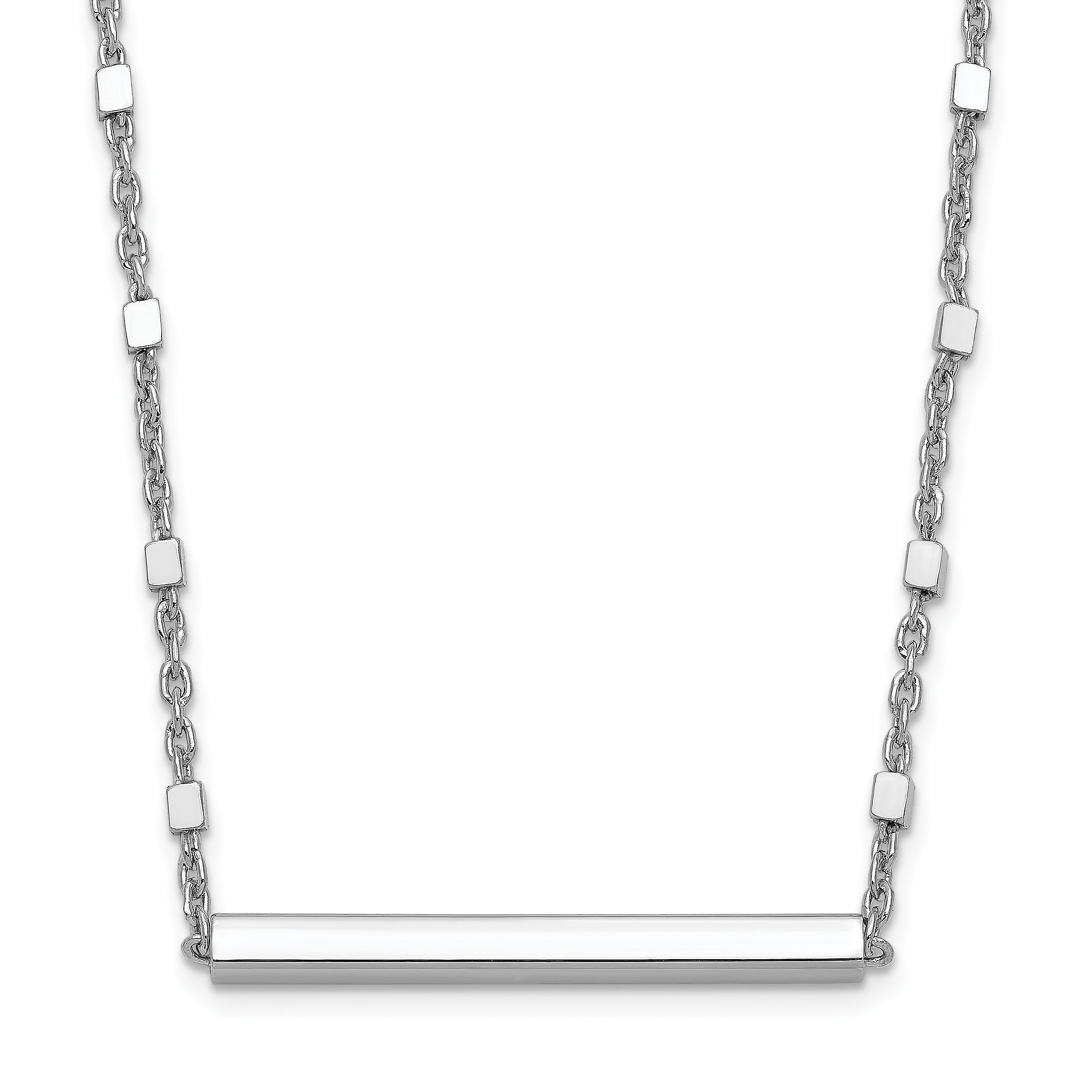 Sterling Silver Rhodium-plated Polished w/ 1.25in ext. Necklace