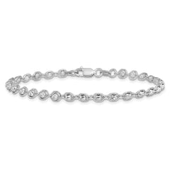 Sterling Silver Rhodium-plated Polished Beaded Bracelet